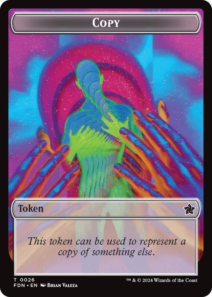 Copy // Human Double-Sided Token [Foundations Tokens] Magic: The Gathering
