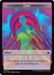 Copy // Human Double-Sided Token [Foundations Tokens] Magic: The Gathering