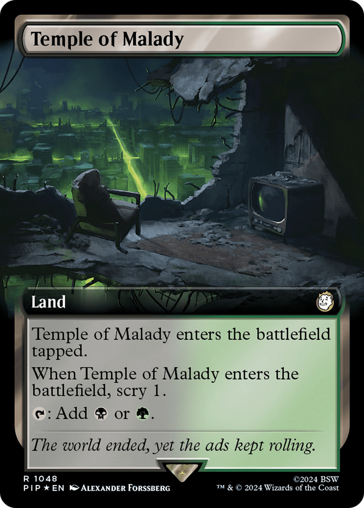 Temple of Malady (Extended Art) (Surge Foil) [Fallout] Magic: The Gathering
