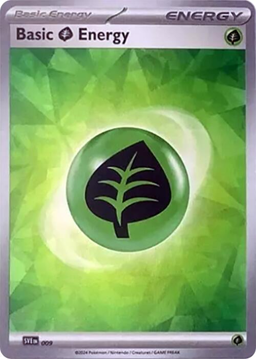 Basic Grass Energy (009) (Cracked Ice Holo) [Scarlet & Violet: Stellar Crown] Pokémon
