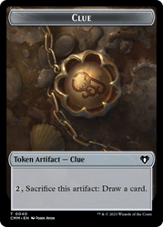 Clue // Ob Nixilis of the Black Oath Emblem Double-Sided Token [Commander Masters Tokens] Magic: The Gathering