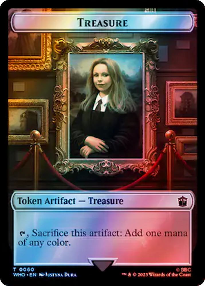 Alien Rhino // Treasure (0060) Double-Sided Token (Surge Foil) [Doctor Who Tokens] Magic: The Gathering