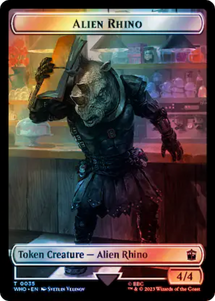 Alien Rhino // Food (0058) Double-Sided Token (Surge Foil) [Doctor Who Tokens] Magic: The Gathering
