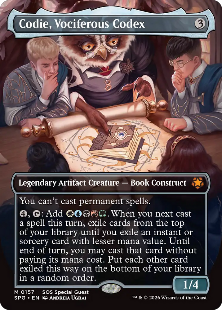 Codie, Vociferous Codex (Borderless) [Secrets of Strixhaven Special Guests] Magic: The Gathering
