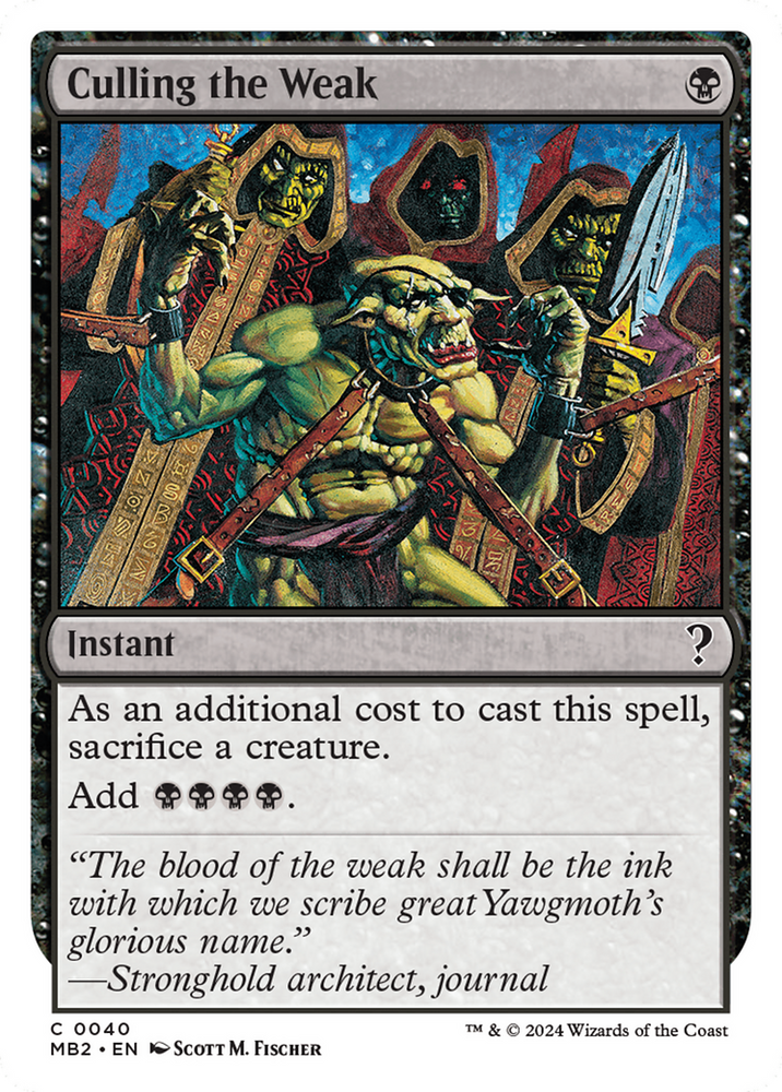 Culling the Weak (White Border) [Mystery Booster 2] Magic: The Gathering