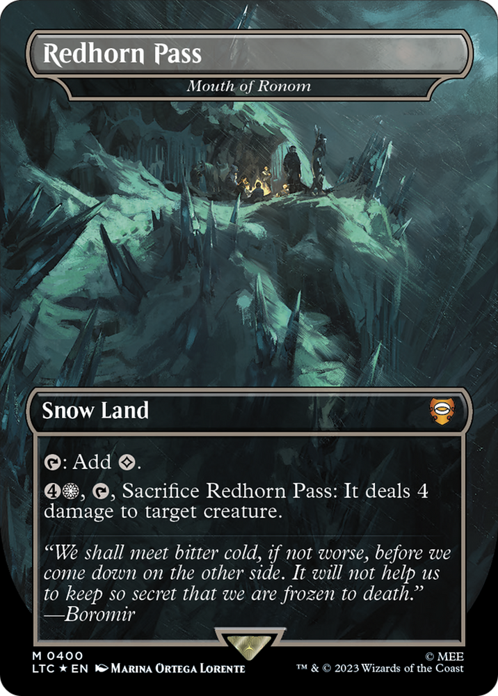 Redhorn Pass - Mouth of Ronom (Borderless) (Surge Foil Realms and Relics) [The Lord of the Rings: Tales of Middle-Earth Commander] Magic: The Gathering