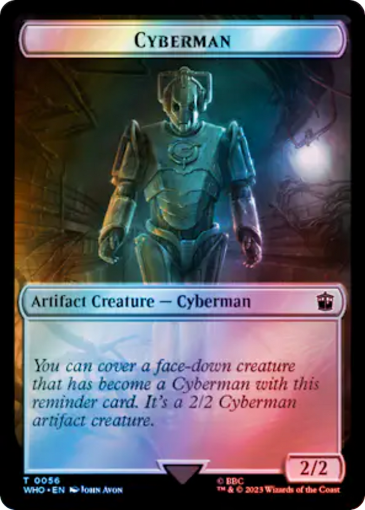 Human Rogue // Cyberman Double-Sided Token (Surge Foil) [Doctor Who Tokens] Magic: The Gathering