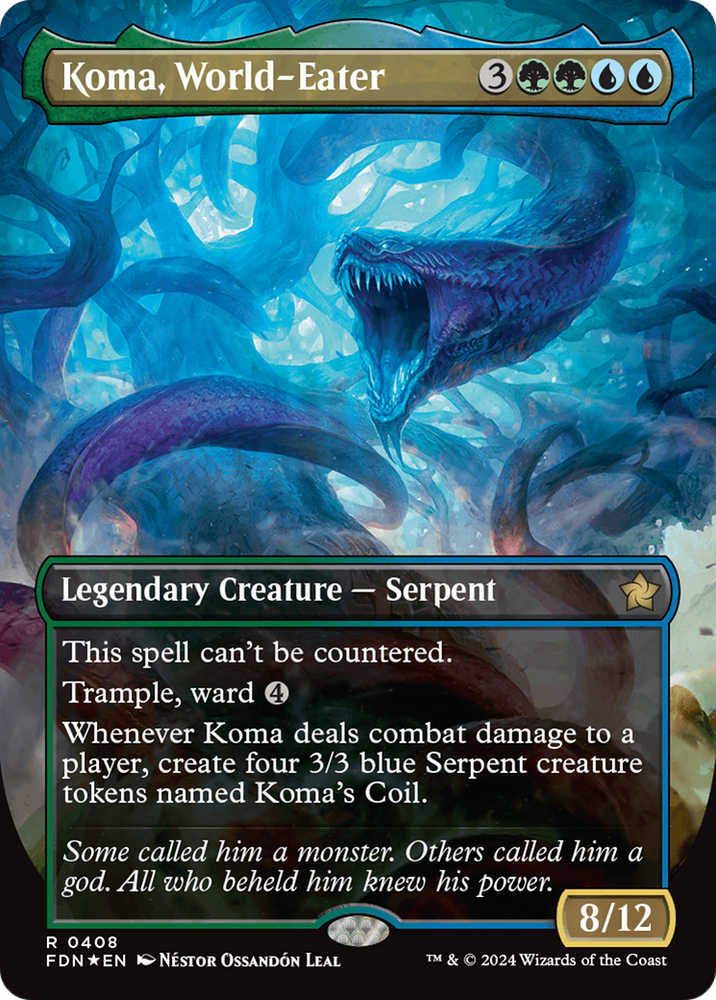 Koma, World-Eater (Borderless) (Mana Foil) [Foundations] Magic: The Gathering