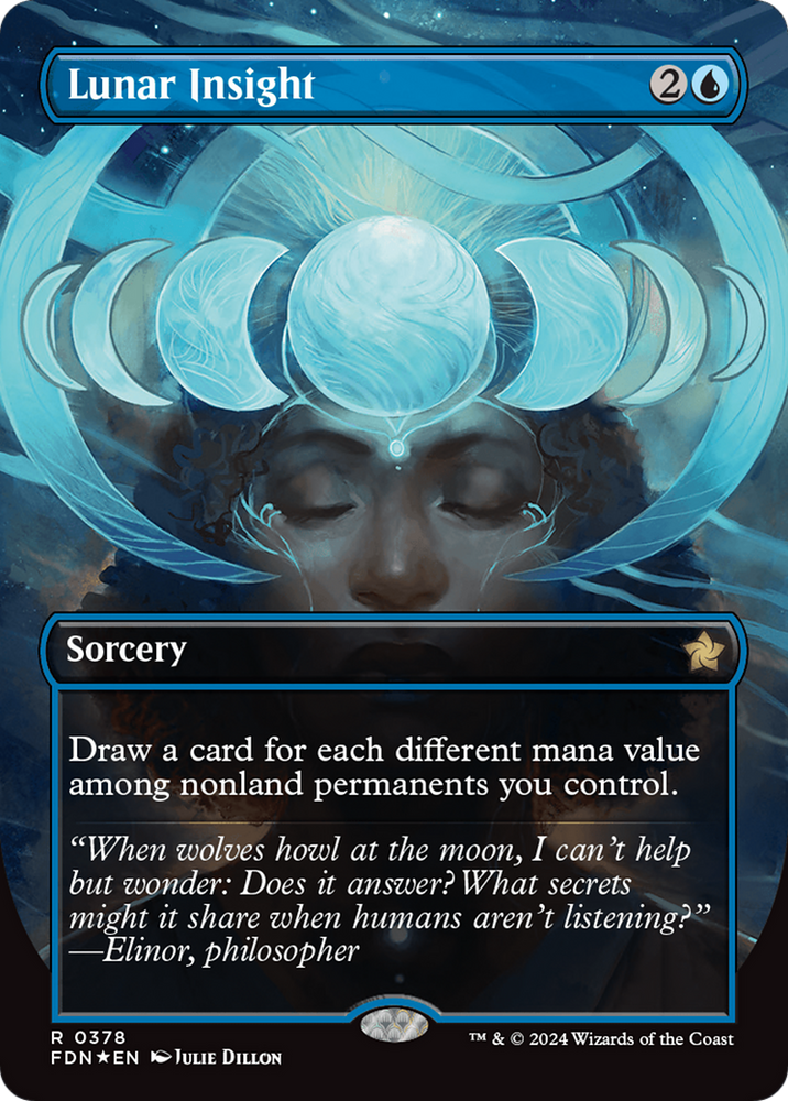 Lunar Insight (Borderless) (Mana Foil) [Foundations] Magic: The Gathering
