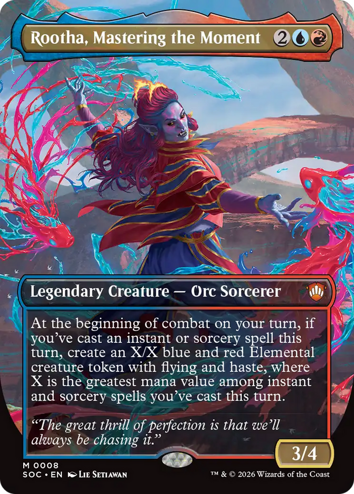 Rootha, Mastering the Moment (Borderless) [Secrets of Strixhaven Commander] Magic: The Gathering