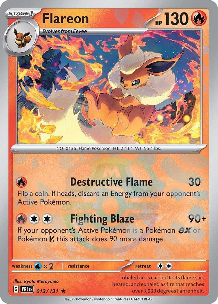 Flareon (013/131) (Master Ball Pattern) [Scarlet & Violet: Prismatic Evolutions] Pokémon