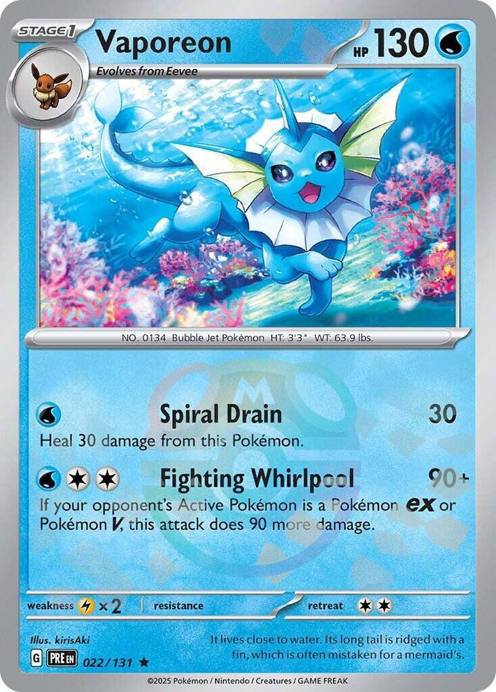 Vaporeon (022/131) (Master Ball Pattern) [Scarlet & Violet: Prismatic Evolutions] Pokémon