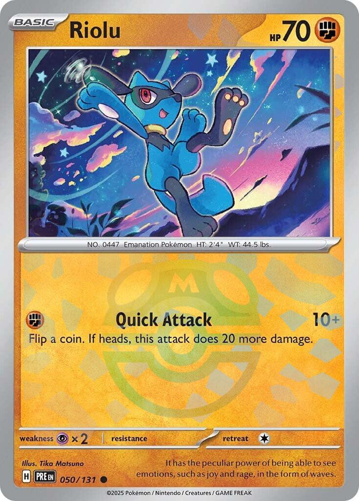 Riolu (050/131) (Master Ball Pattern) [Scarlet & Violet: Prismatic Evolutions] Pokémon