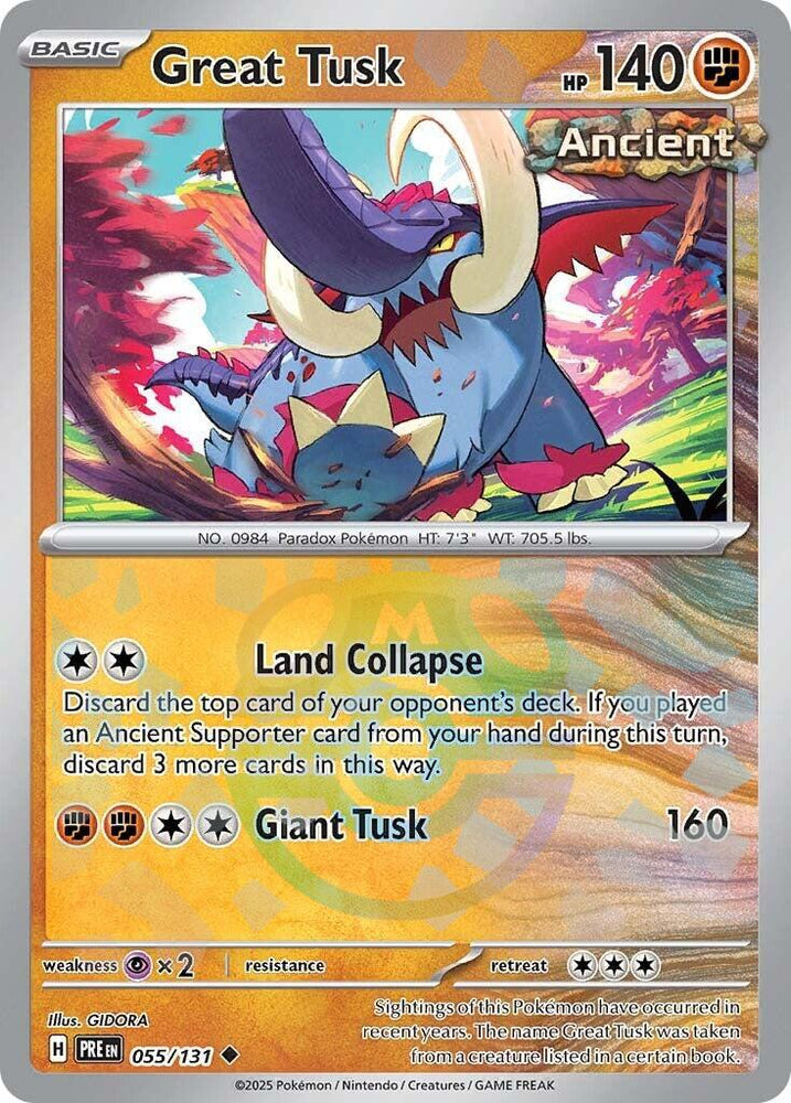 Great Tusk (055/131) (Master Ball Pattern) [Scarlet & Violet: Prismatic Evolutions] Pokémon
