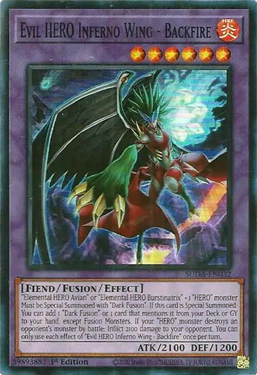 Evil HERO Inferno Wing - Backfire [SUDA-EN032] Super Rare Yu-Gi-Oh!