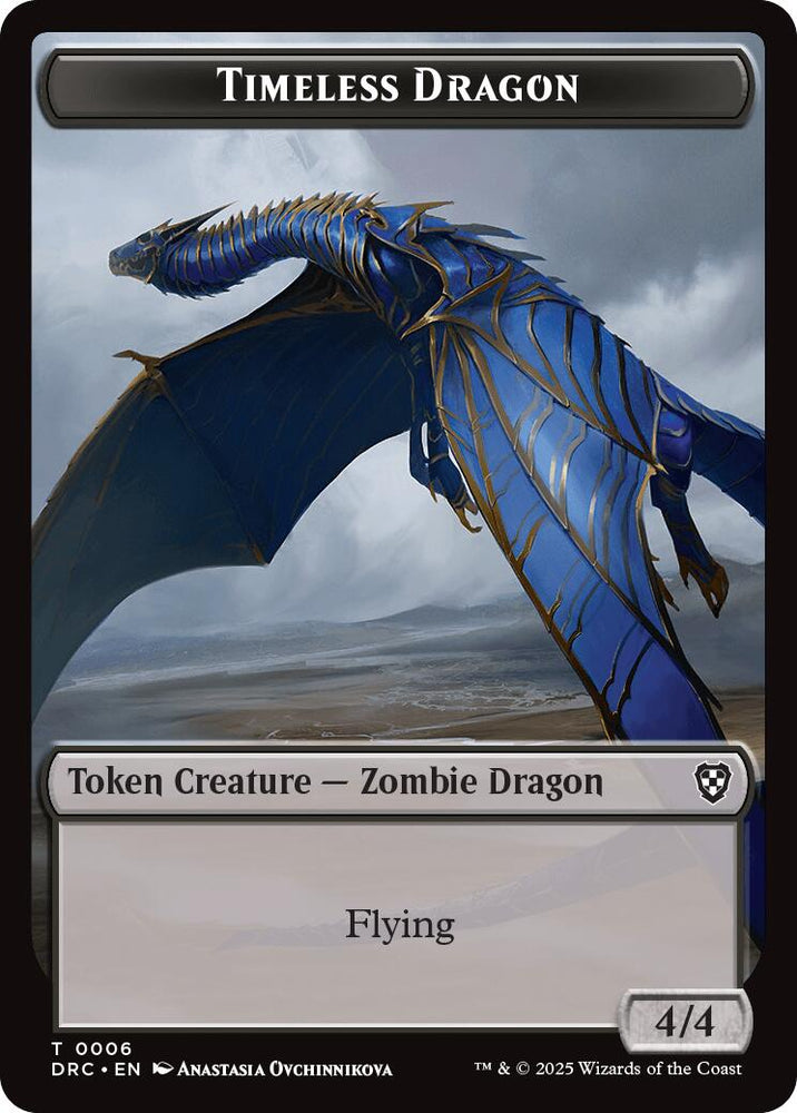 Timeless Dragon // Zombie (0003) Double-Sided Token [Aetherdrift Tokens] Magic: The Gathering
