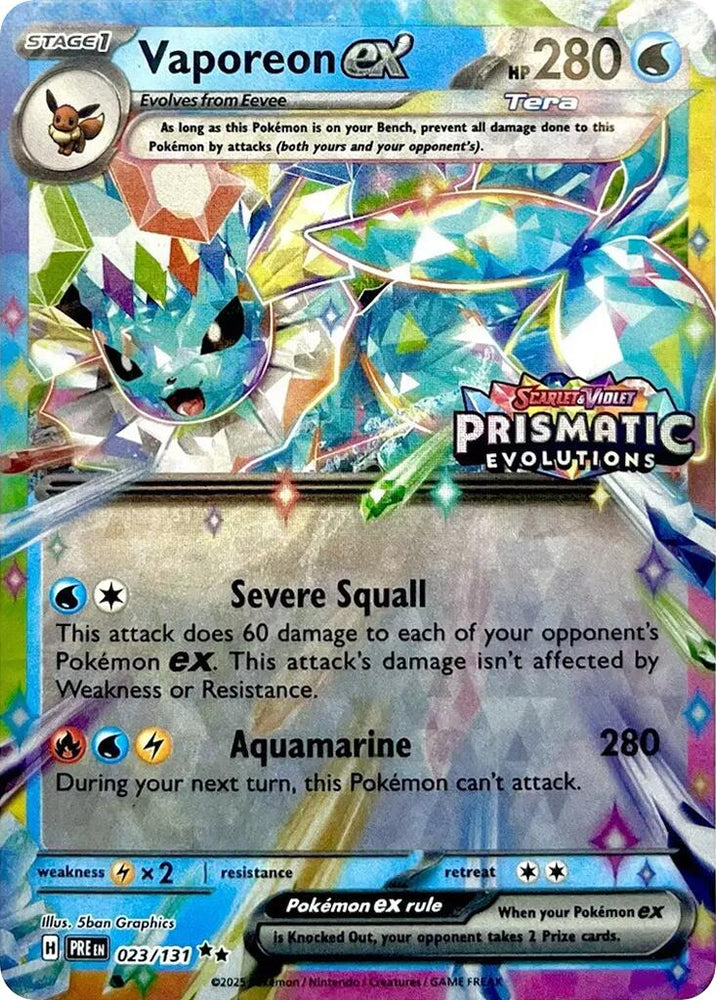 Vaporeon ex (023/131) (Prismatic Evolutions Stamp) [Scarlet & Violet: Prismatic Evolutions] Pokémon