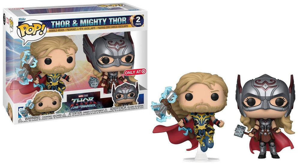 Funko Pop! Marvel: Thor Love & Thunder - 2 Pack - Thor & Mighty Thor - Collectable Vinyl Figure - Gift Idea - Official Merchandise - Toys for Kids & Adults - Movies Fans - Model Figure for Collectors FUNKO