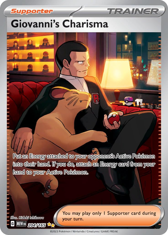 Pokemon - Giovanni's Charisma 204/165 - Pokemon 151 - Special Illustration Rare - Single Card Pokémon