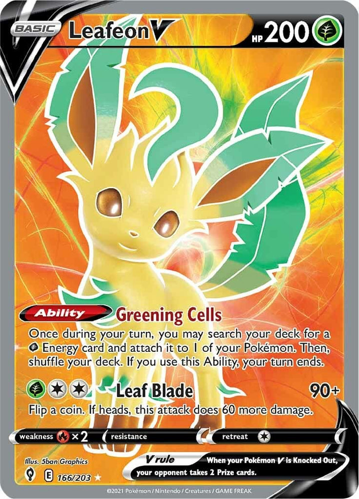 Leafeon V - 166/203 - Ultra Rare (Full Art) - Sword & Shield - Evolving Skies Pokémon