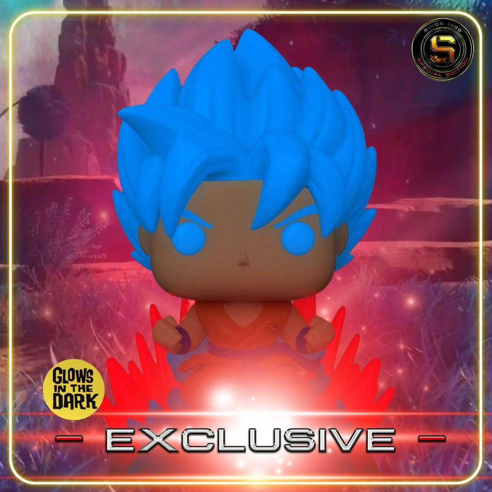 Funko Pop! Animation - Dragon Ball Super SSGSS Goku (Kaio-Ken) Glow-in-The-Dark Vinyl Figure - Special Edition Exclusive Multicolor #1256 FUNKO