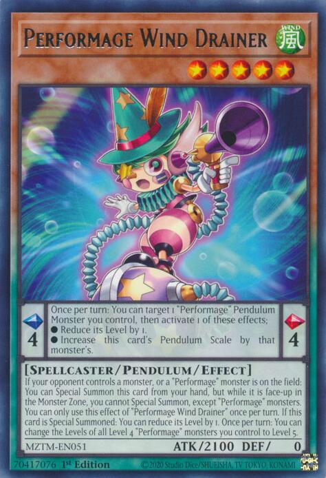 Performage Wind Drainer [MZTM-EN051] Rare Yu-Gi-Oh!