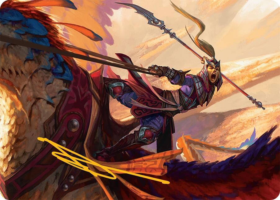 Dragonback Lancer Art Card (3/54) (Gold-Stamped Signature) [Tarkir: Dragonstorm Art Series] Magic: The Gathering