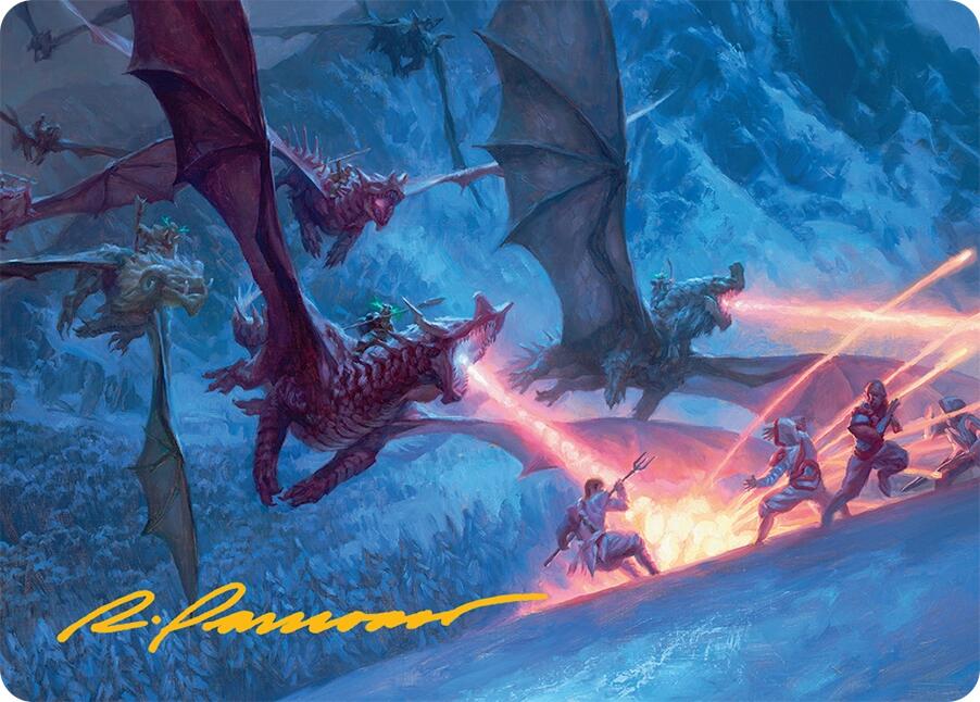 Dragonback Assault Art Card (22/54) (Gold-Stamped Signature) [Tarkir: Dragonstorm Art Series] Magic: The Gathering
