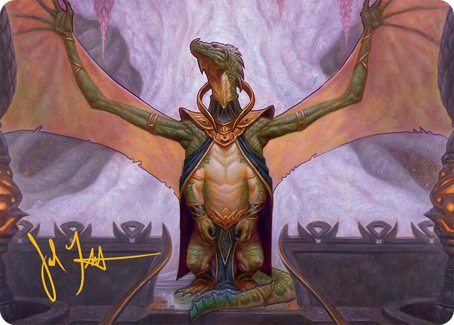 Kheru Goldkeeper Art Card (36/54) (Gold-Stamped Signature) [Tarkir: Dragonstorm Art Series] Magic: The Gathering