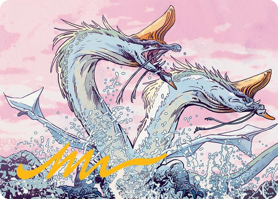 Twinmaw Stormbrood Art Card (39/54) (Gold-Stamped Signature) [Tarkir: Dragonstorm Art Series] Magic: The Gathering