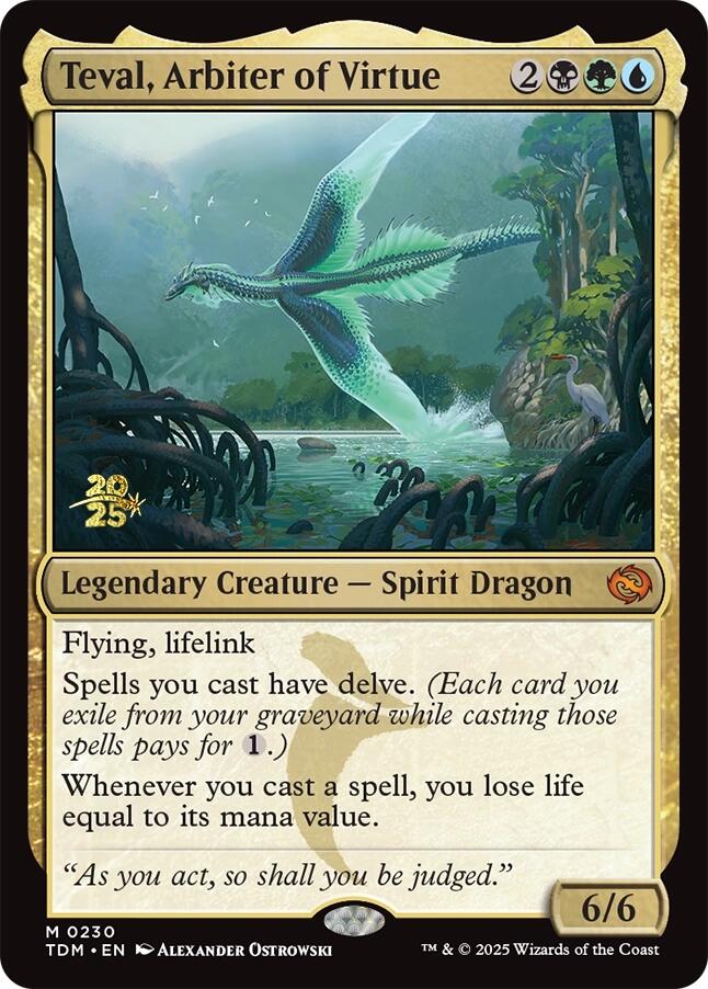 Teval, Arbiter of Virtue [Tarkir: Dragonstorm Prerelease Promos] Magic: The Gathering