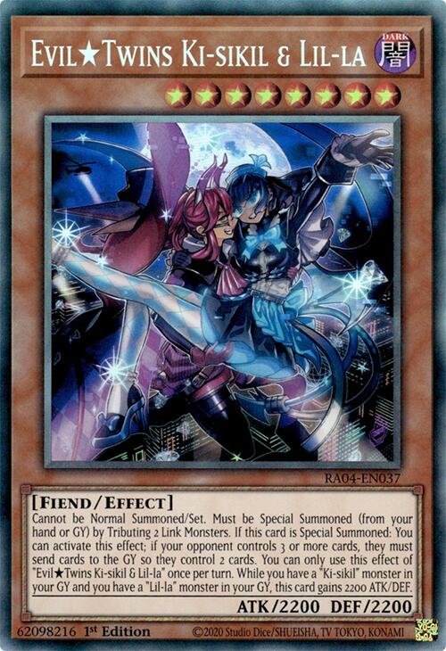 EvilTwins Ki-sikil & Lil-la [RA04-EN037] Prismatic Collector's Rare Yu-Gi-Oh!
