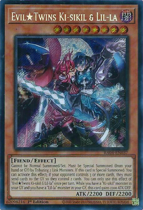 EvilTwins Ki-sikil & Lil-la [RA04-EN037] Secret Rare Yu-Gi-Oh!