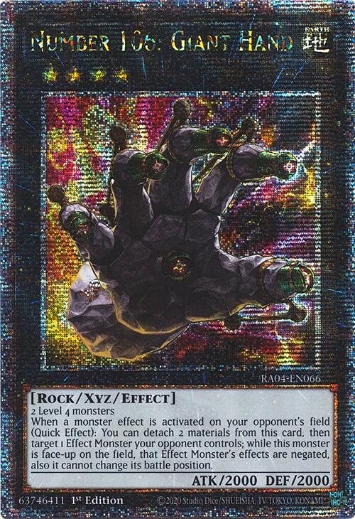 Number 106: Giant Hand [RA04-EN066] Quarter Century Secret Rare Yu-Gi-Oh!