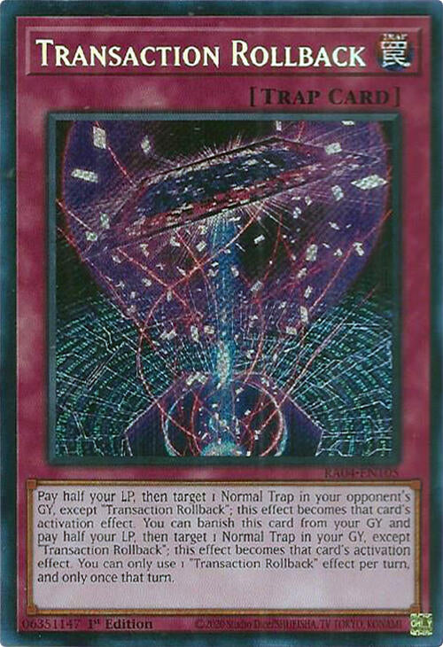 Transaction Rollback [RA04-EN105] Secret Rare Yu-Gi-Oh!
