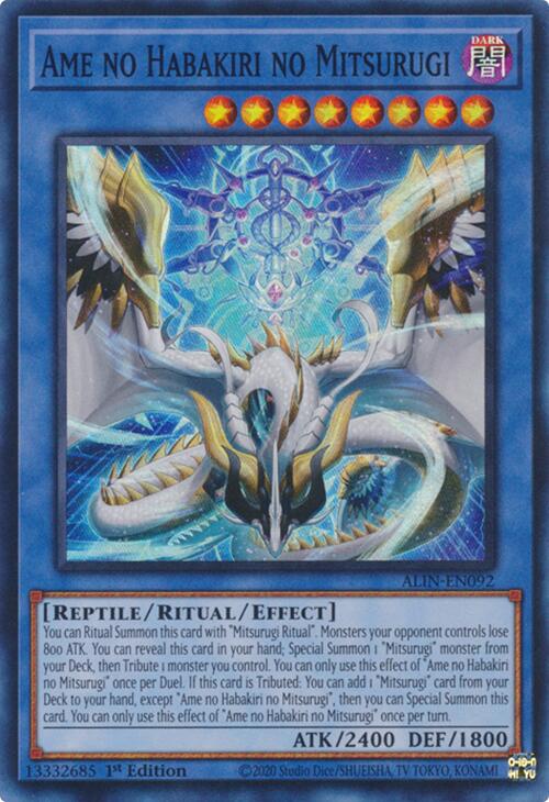 Ame no Habakiri no Mitsurugi [ALIN-EN092] Super Rare Yu-Gi-Oh!