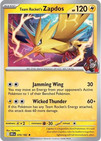 Team Rocket's Zapdos (070/182) [Scarlet & Violet: Destined Rivals] Pokémon