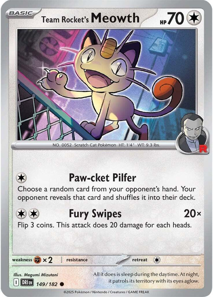 Team Rocket's Meowth (149/182) [Scarlet & Violet: Destined Rivals] Pokémon
