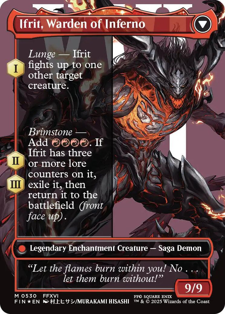 Clive, Ifrit's Dominant // Ifrit, Warden of Inferno (Borderless) (Surge Foil) [FINAL FANTASY] Magic: The Gathering