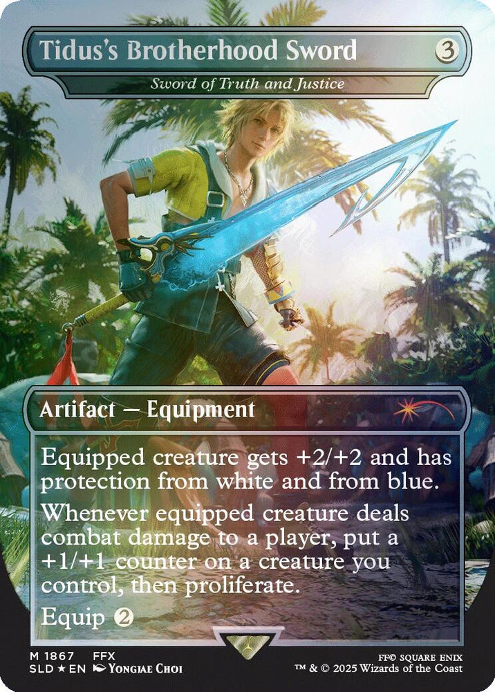 Tidus's Brotherhood Sword - Sword of Truth and Justice (Rainbow Foil) [Secret Lair Drop Series] Magic: The Gathering
