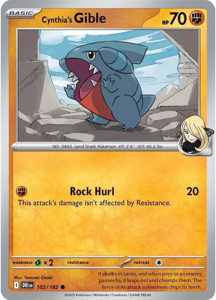 Cynthia's Gible (102/182) [Scarlet & Violet: Destined Rivals] Pokémon