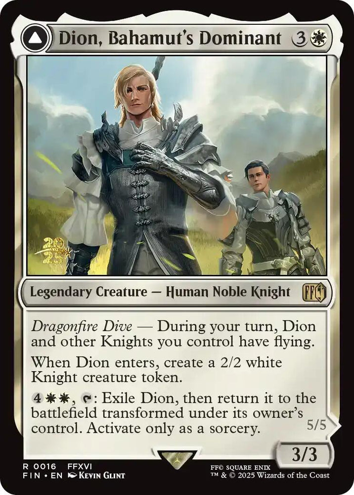 Dion, Bahamut's Dominant // Bahamut, Warden of Light [FINAL FANTASY Prerelease Promo] Magic: The Gathering