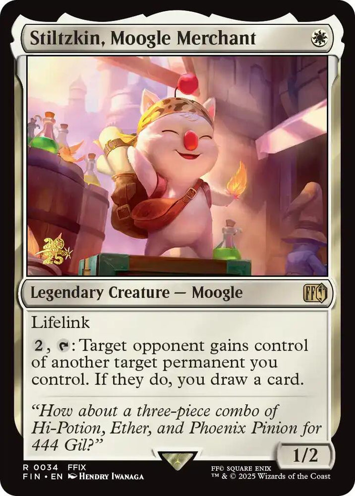 Stiltzkin, Moogle Merchant [FINAL FANTASY Prerelease Promo] Magic: The Gathering