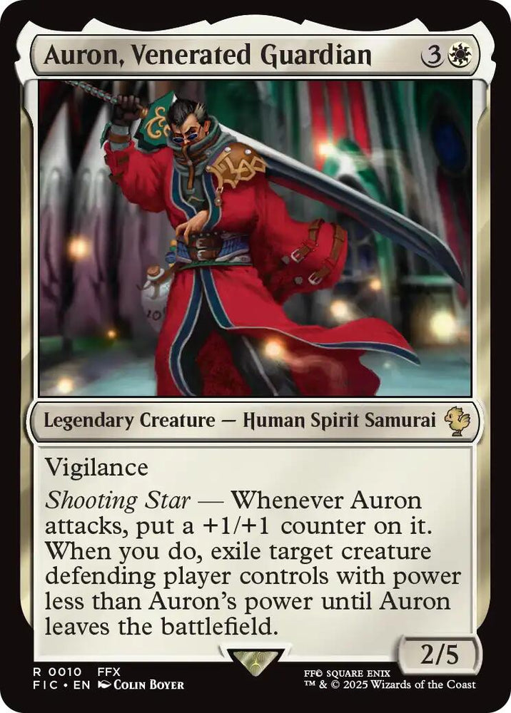 Auron, Venerated Guardian (Surge Foil) [FINAL FANTASY Commander] Magic: The Gathering