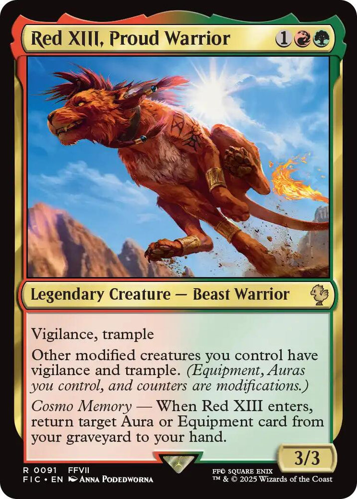Red XIII, Proud Warrior (Surge Foil) [FINAL FANTASY Commander] Magic: The Gathering