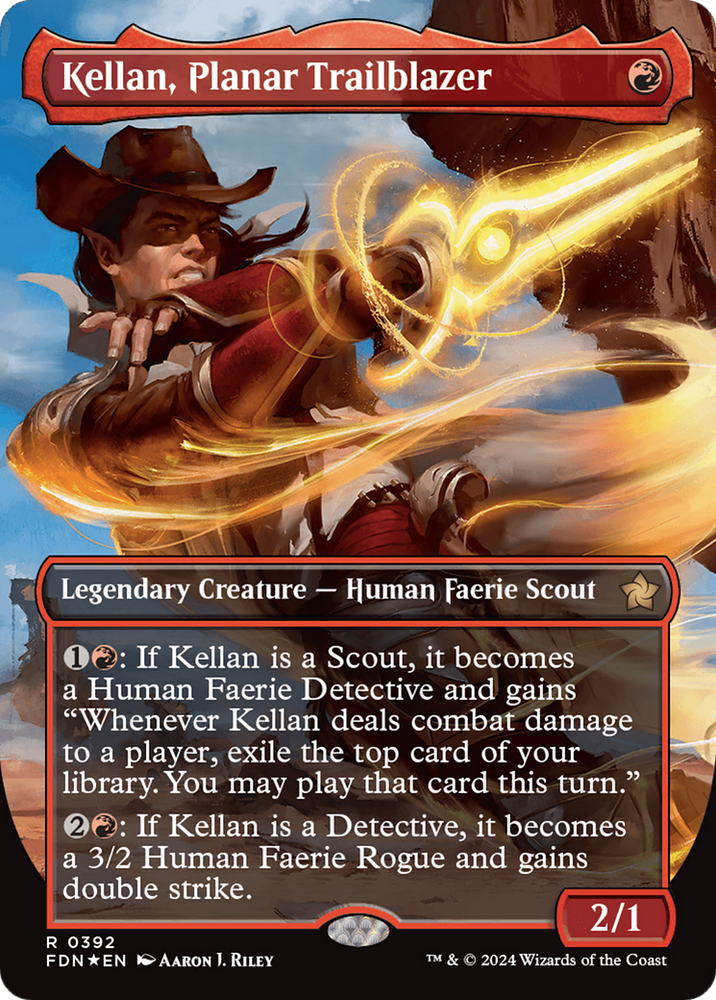 Kellan, Planar Trailblazer (Borderless) (Mana Foil) [Foundations] Magic: The Gathering