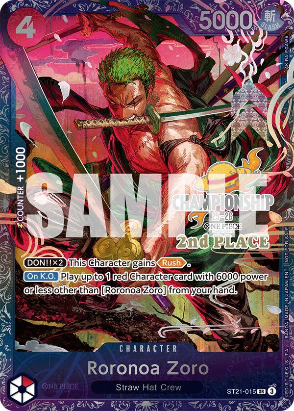 Roronoa Zoro (CS 25-26 2nd Place) [One Piece Promotion Cards] Bandai