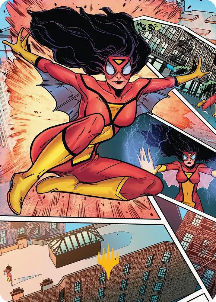 Spider-Woman, Stunning Savior Art Card (Gold-Stamped Planeswalker Symbol) [Marvel's Spider-Man Art Series] Magic: The Gathering