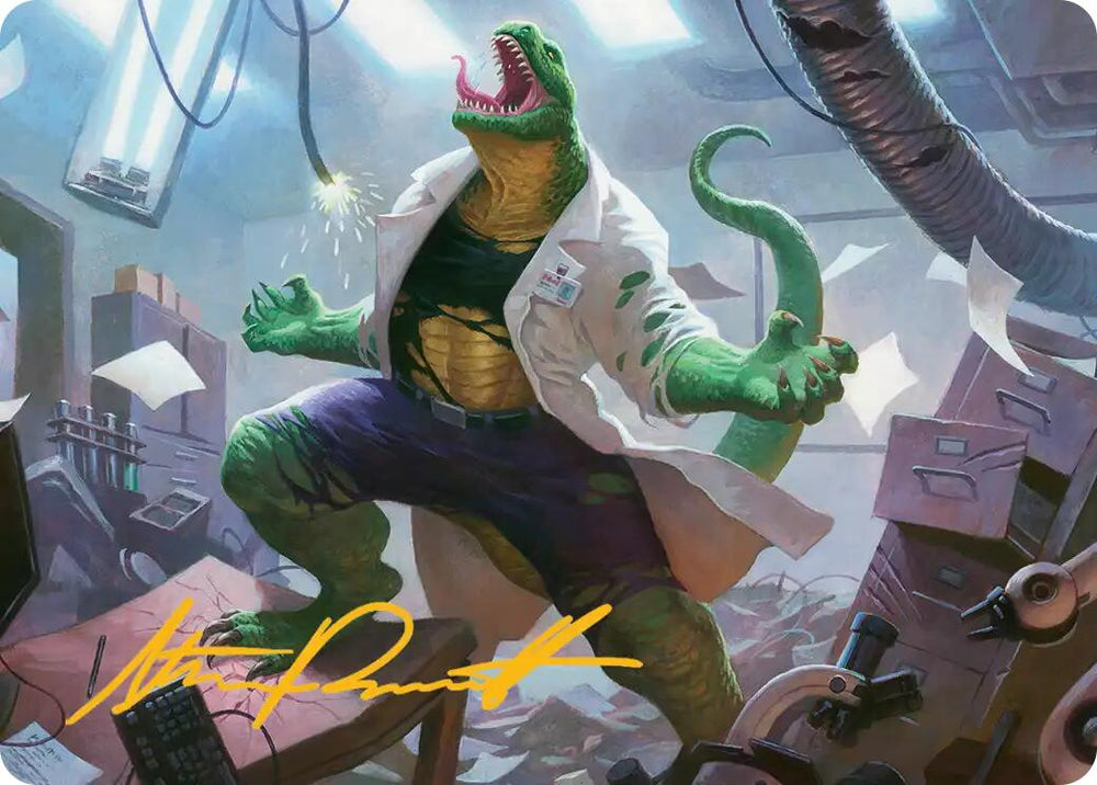 Lizard, Connors's Curse Art Card (Gold-Stamped Signature) [Marvel's Spider-Man Art Series] Magic: The Gathering