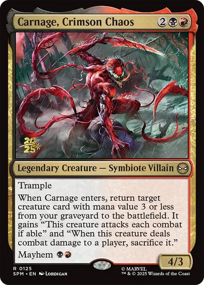 Carnage, Crimson Chaos [Marvel's Spider-Man Prerelease Promos] Magic: The Gathering